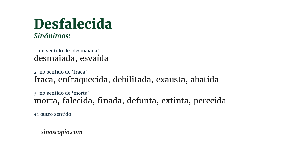 Sinônimo de desfalecida