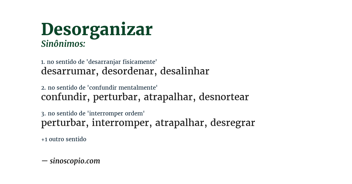 Sinônimo de desorganizar