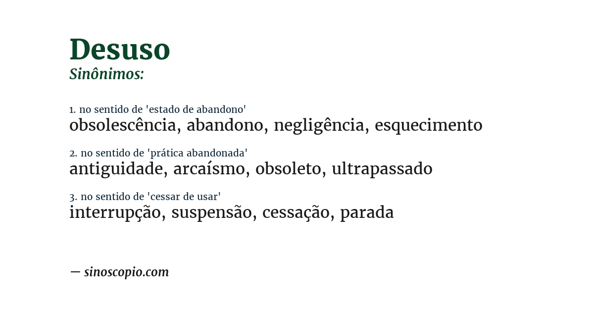 Sinônimo de desuso