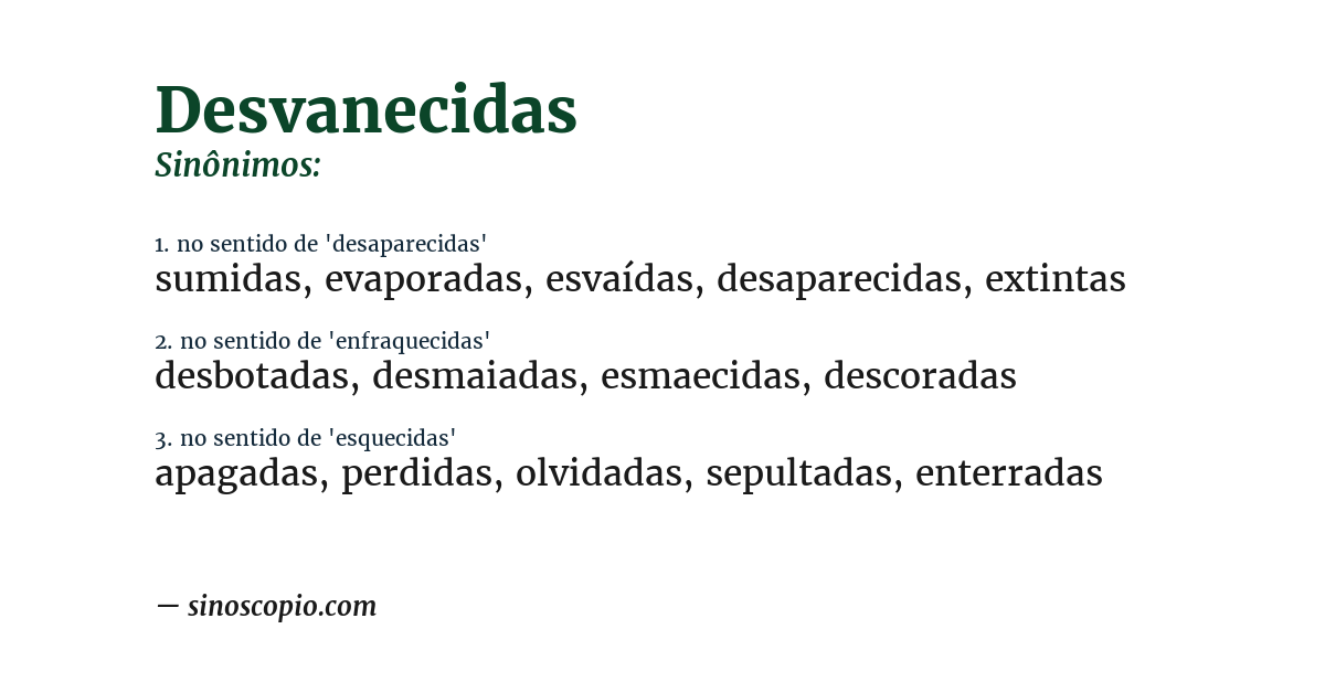 Sinônimo de desvanecidas