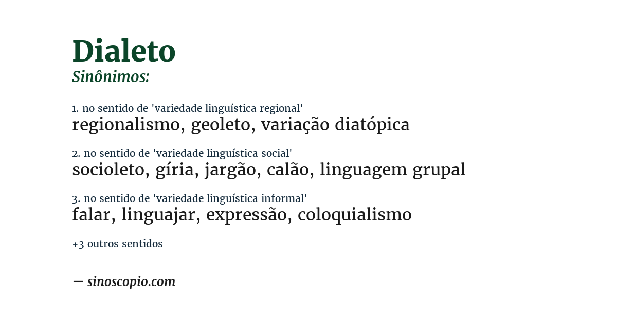 Sinônimo de dialeto