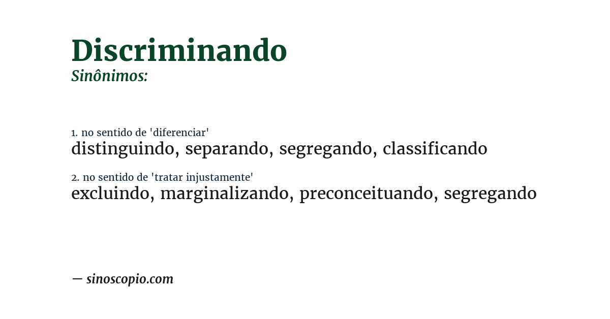 Sinônimo de discriminando