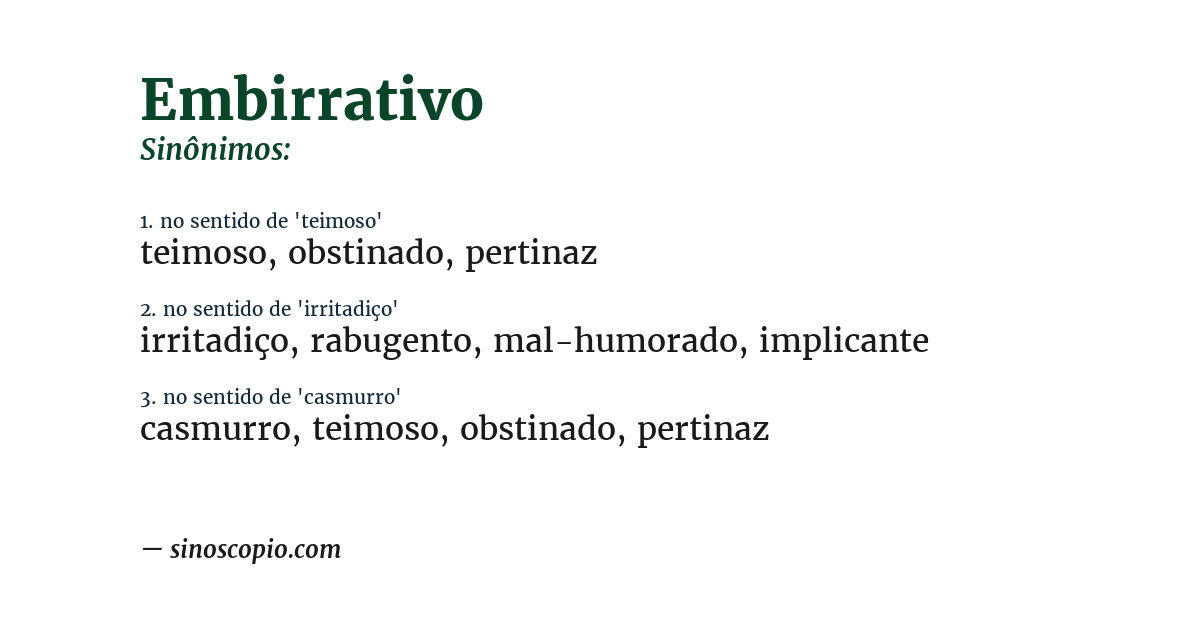 Sinônimo de embirrativo