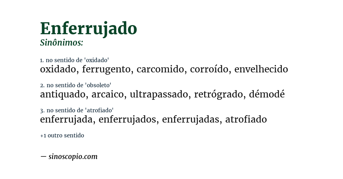 Sinônimo de enferrujado