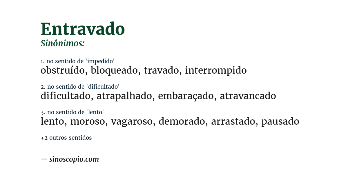 Sinônimo de entravado