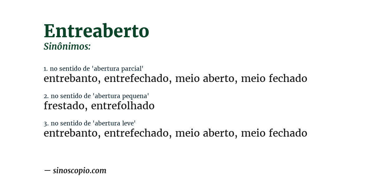 Sinônimo de entreaberto