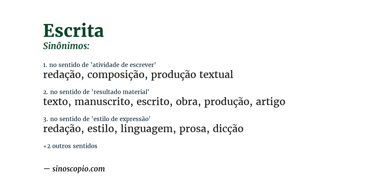 Sinônimo de escrita