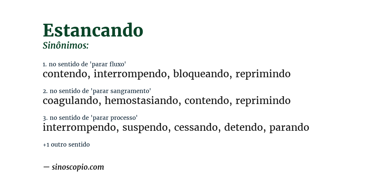 Sinônimo de estancando