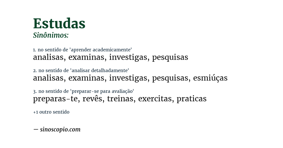 Sinônimo de estudas