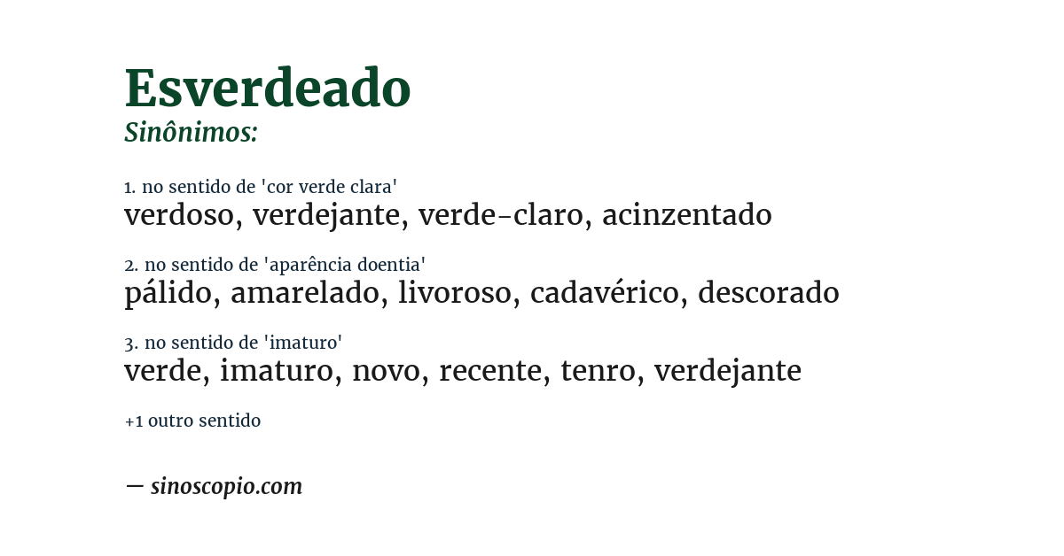 Sinônimo de esverdeado