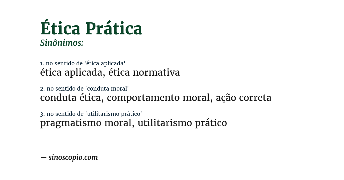 Sinônimo de ética prática
