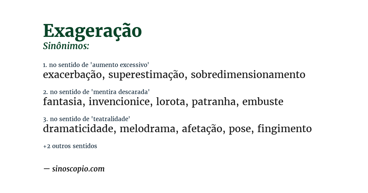 Sinônimo de exageração