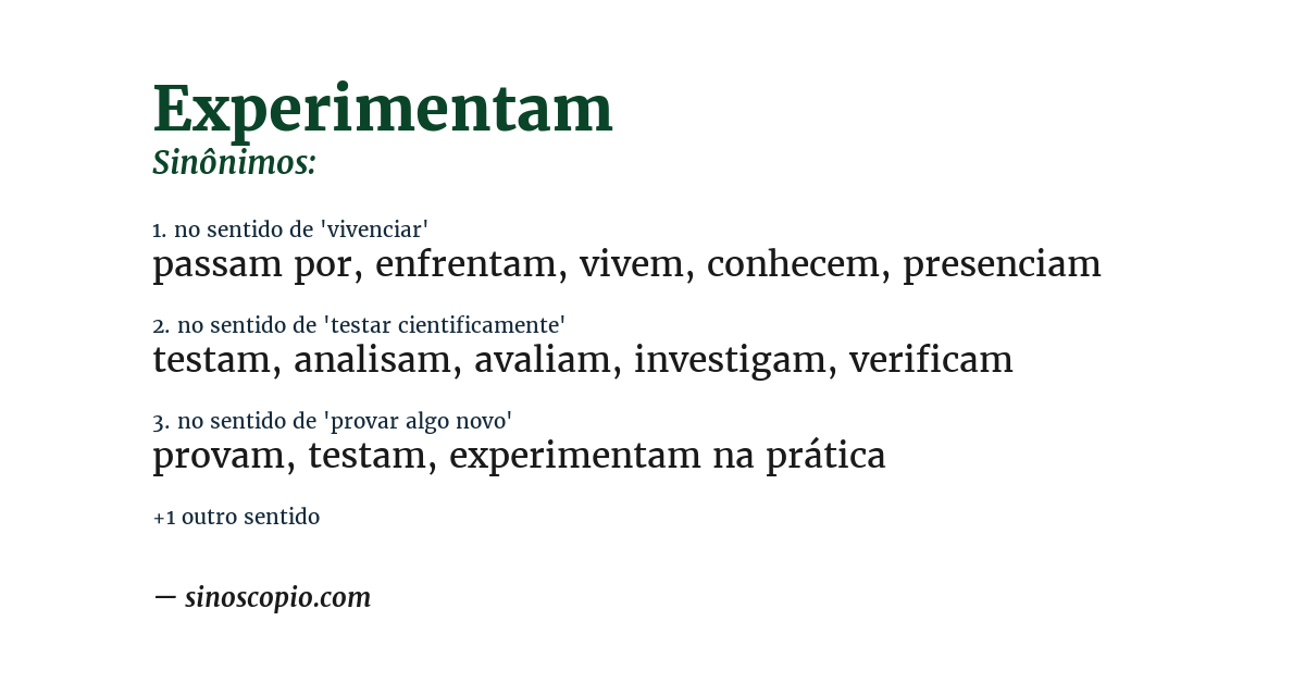 Sinônimo de experimentam