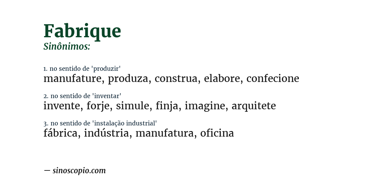 Sinônimo de fabrique