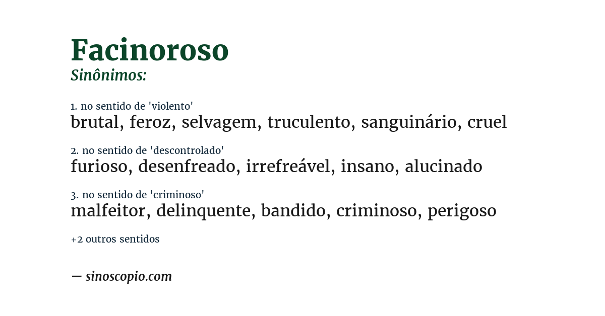 Sinônimo de facinoroso