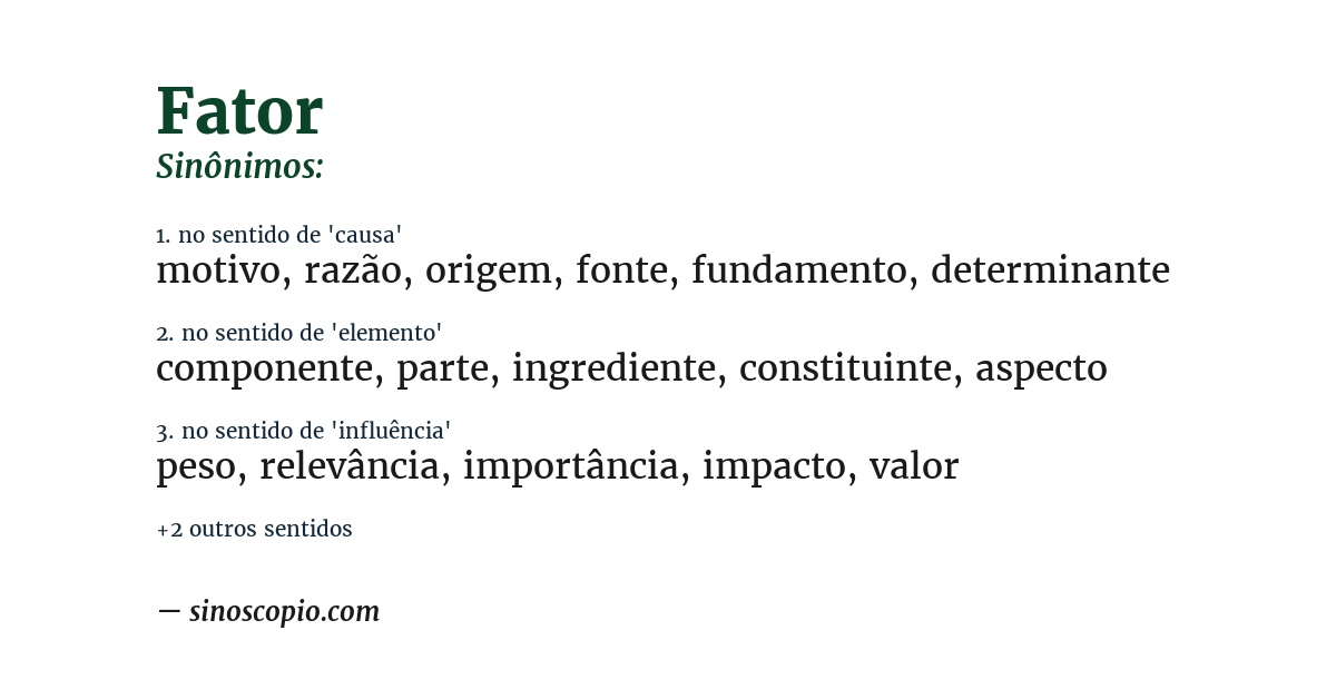Sinônimo de fator