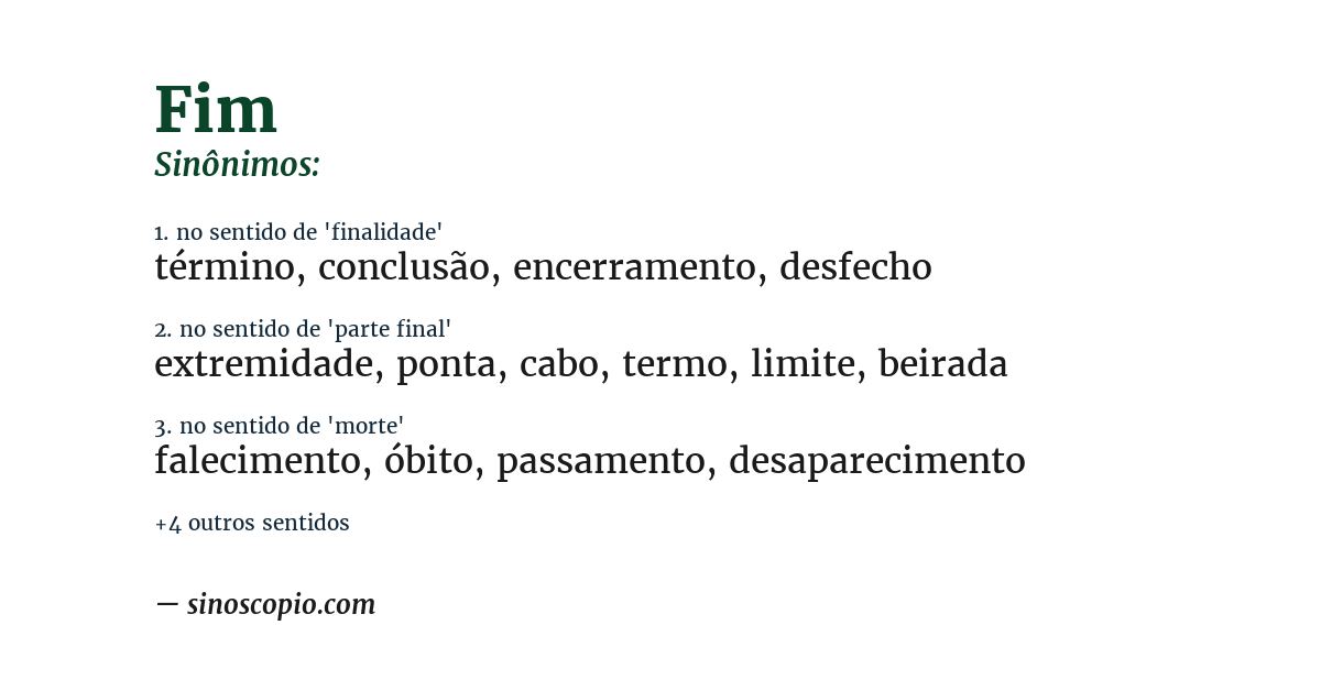 Sinônimo de fim