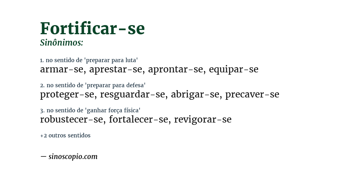 Sinônimo de fortificar-se