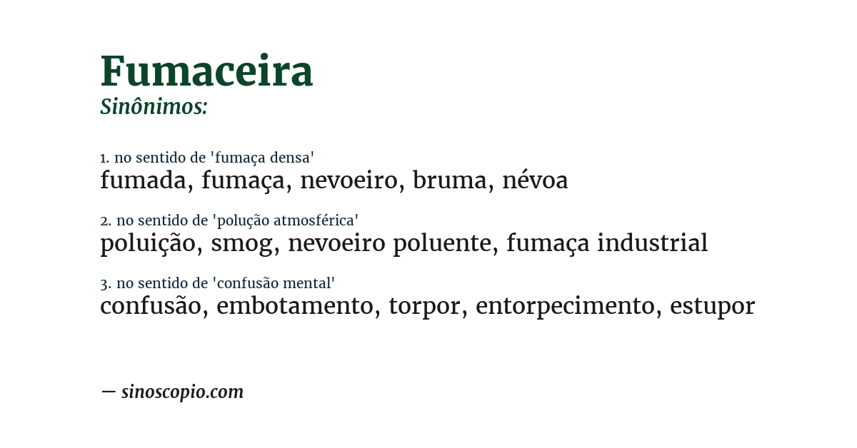 Sinônimo de fumaceira