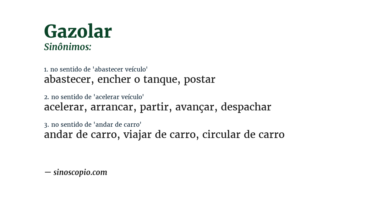 Sinônimo de gazolar