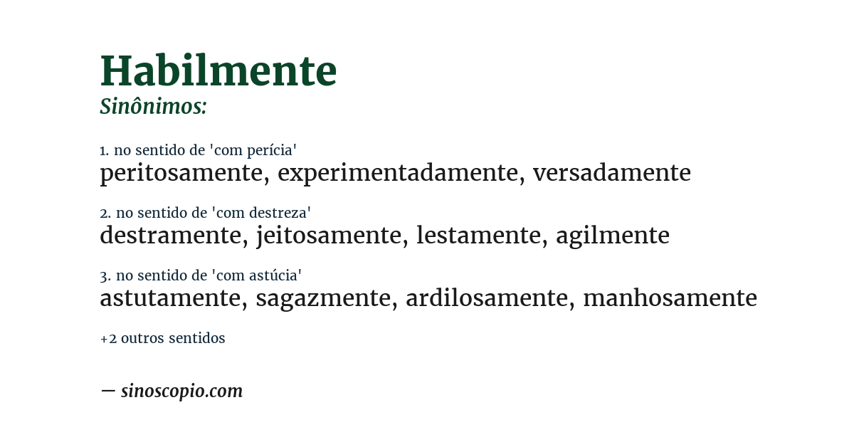 Sinônimo de habilmente