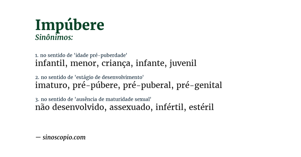Sinônimo de impúbere