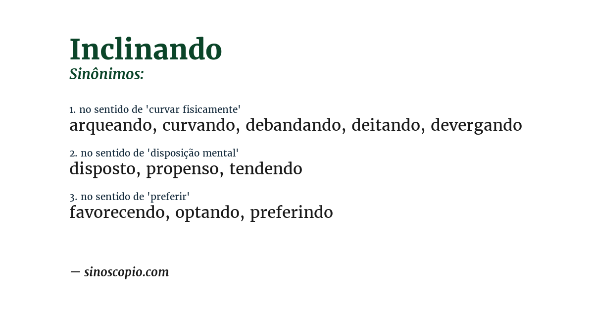 Sinônimo de inclinando