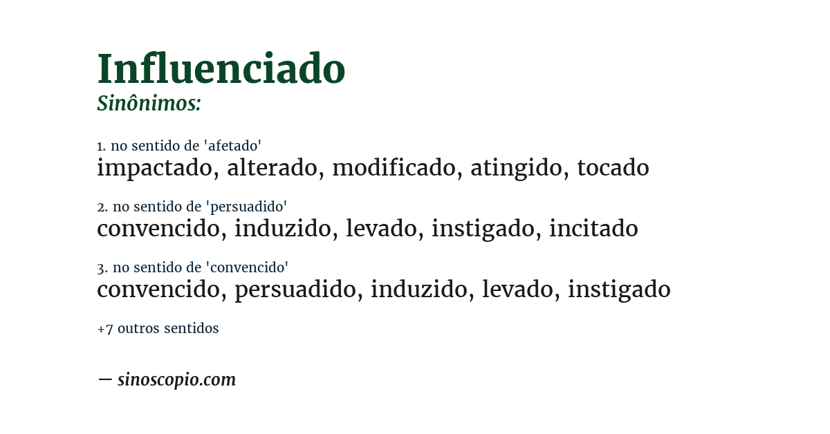 Sinônimo de influenciado