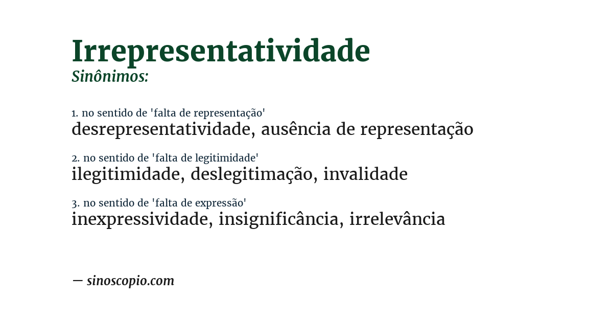 Sinônimo de irrepresentatividade