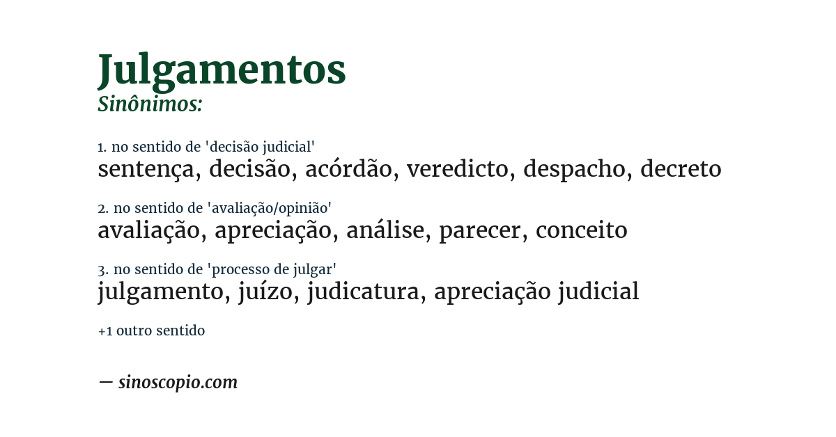 Sinônimo de julgamentos