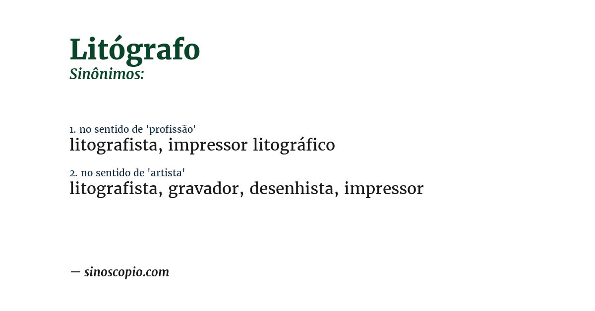 Sinônimo de litógrafo