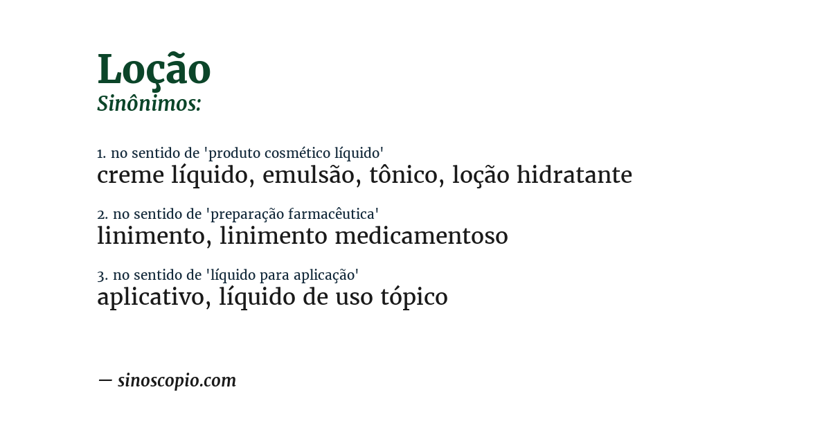Sinônimo de loção