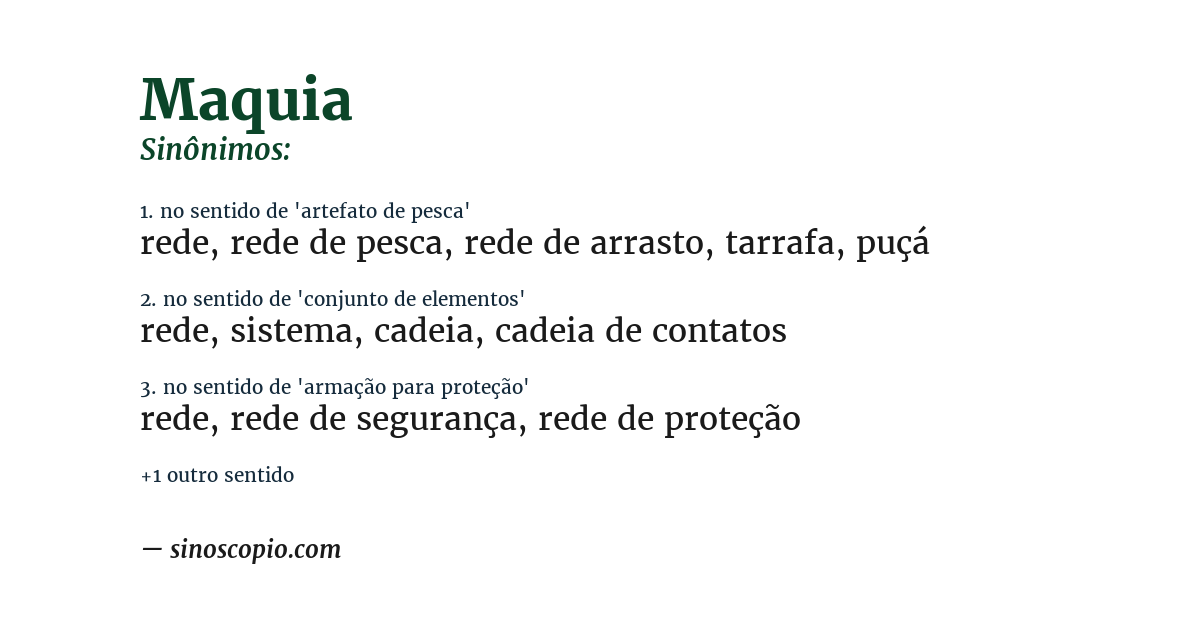 Sinônimo de maquia