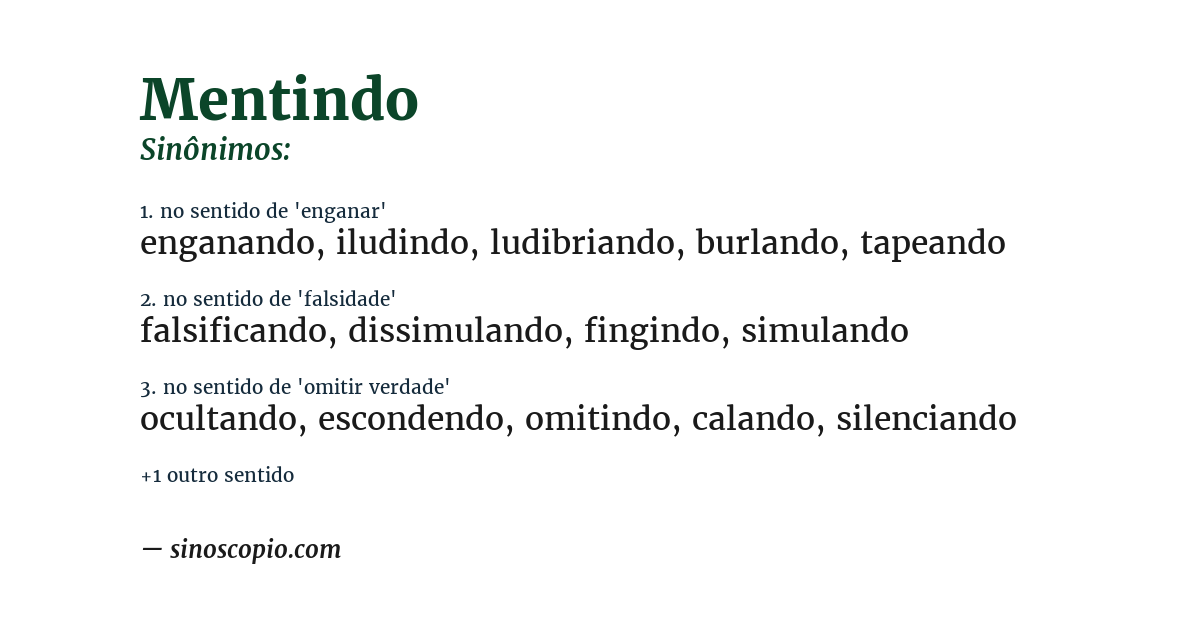 Sinônimo de mentindo