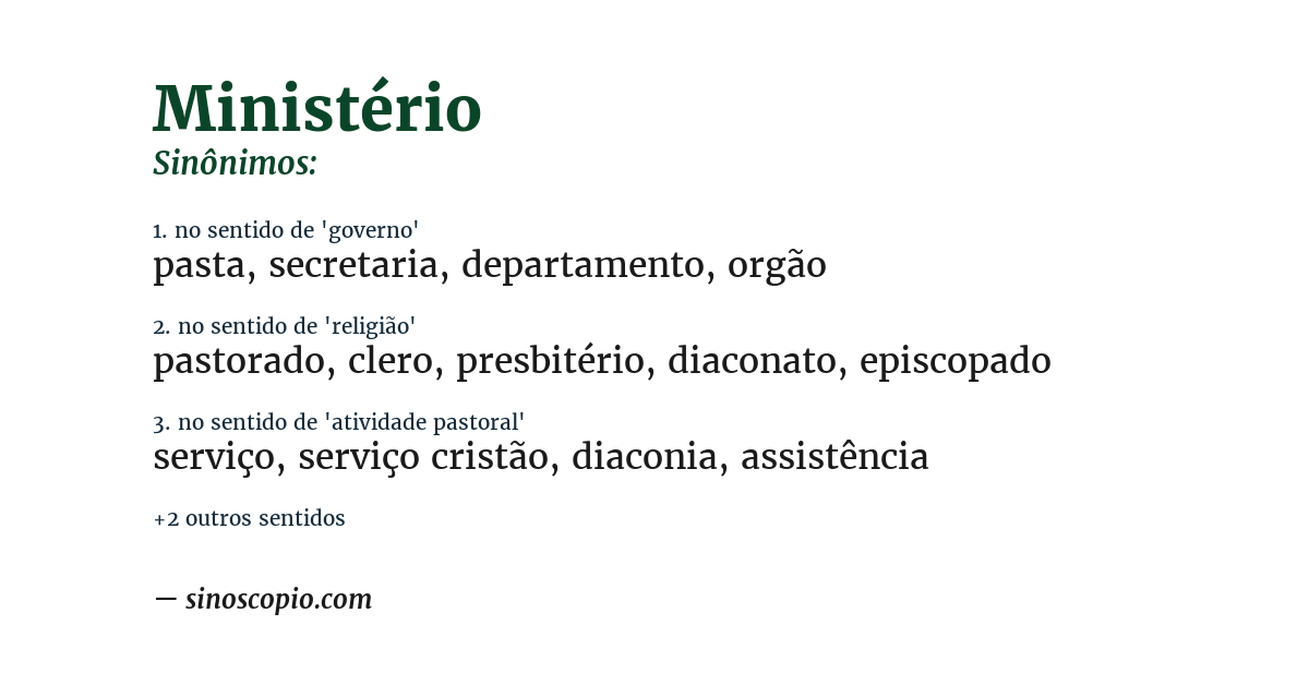Sinônimo de ministério