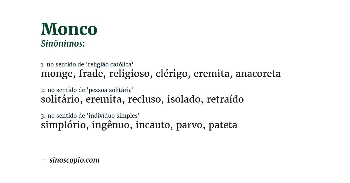 Sinônimo de monco