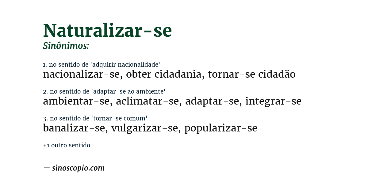 Sinônimo de naturalizar-se