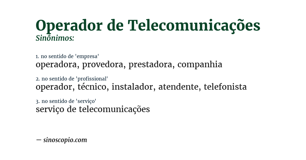 Sinônimo de operador de telecomunicações