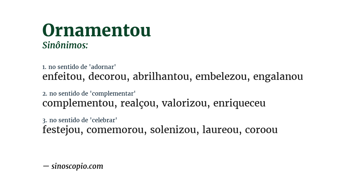 Sinônimo de ornamentou