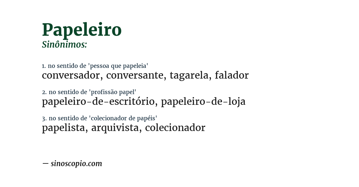 Sinônimo de papeleiro