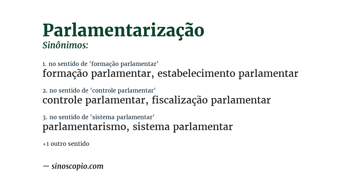 Sinônimo de parlamentarização