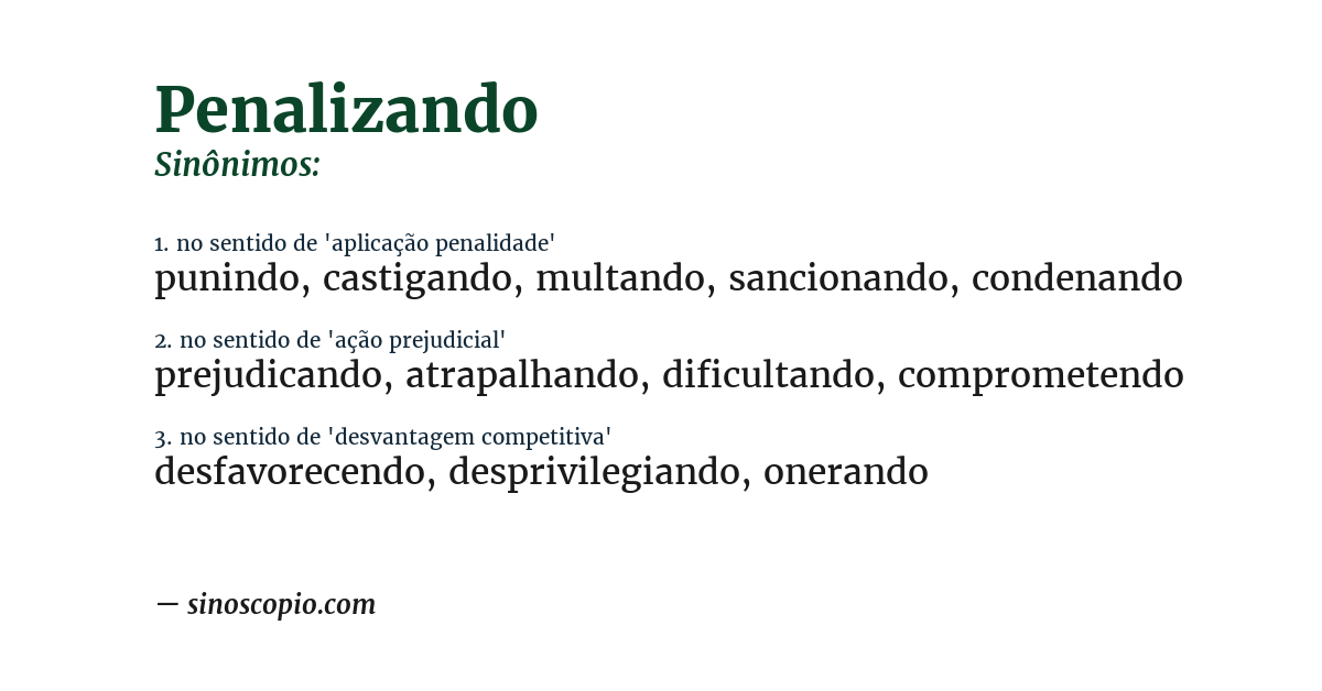 Sinônimo de penalizando