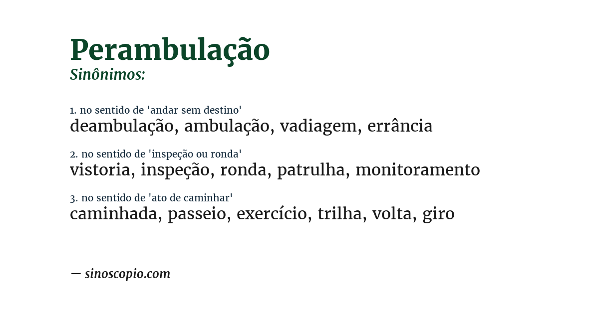 Sinônimo de perambulação