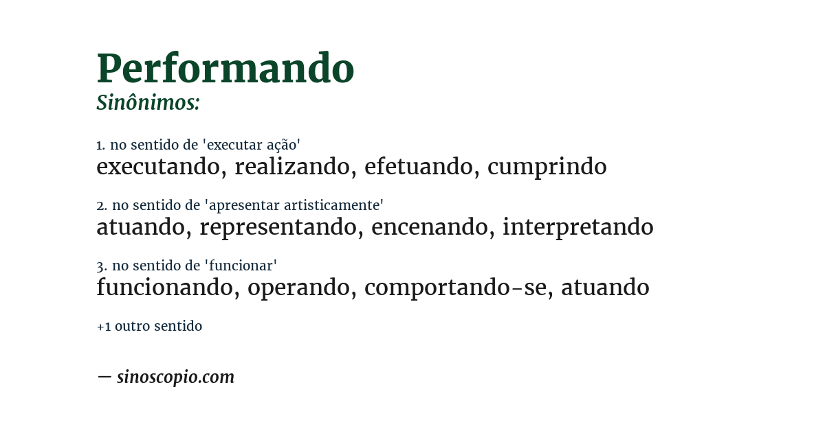 Sinônimo de performando