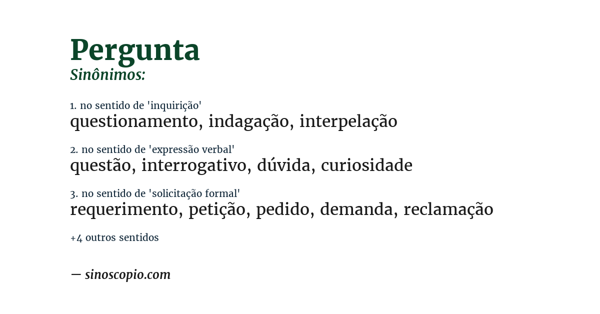 Sinônimo de pergunta