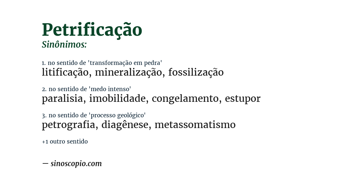 Sinônimo de petrificação