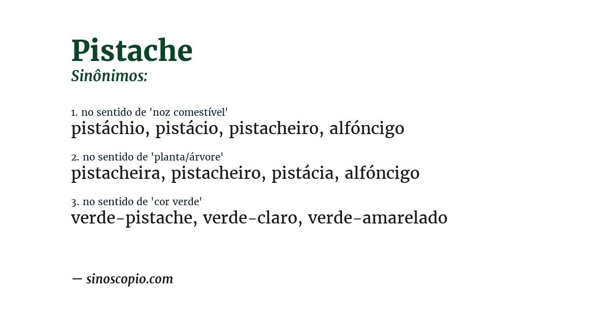 Sinônimo de pistache