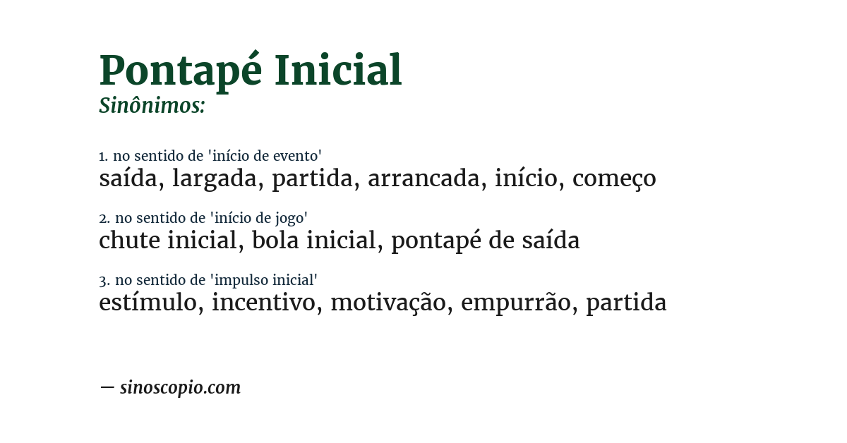 Sinônimo de pontapé inicial