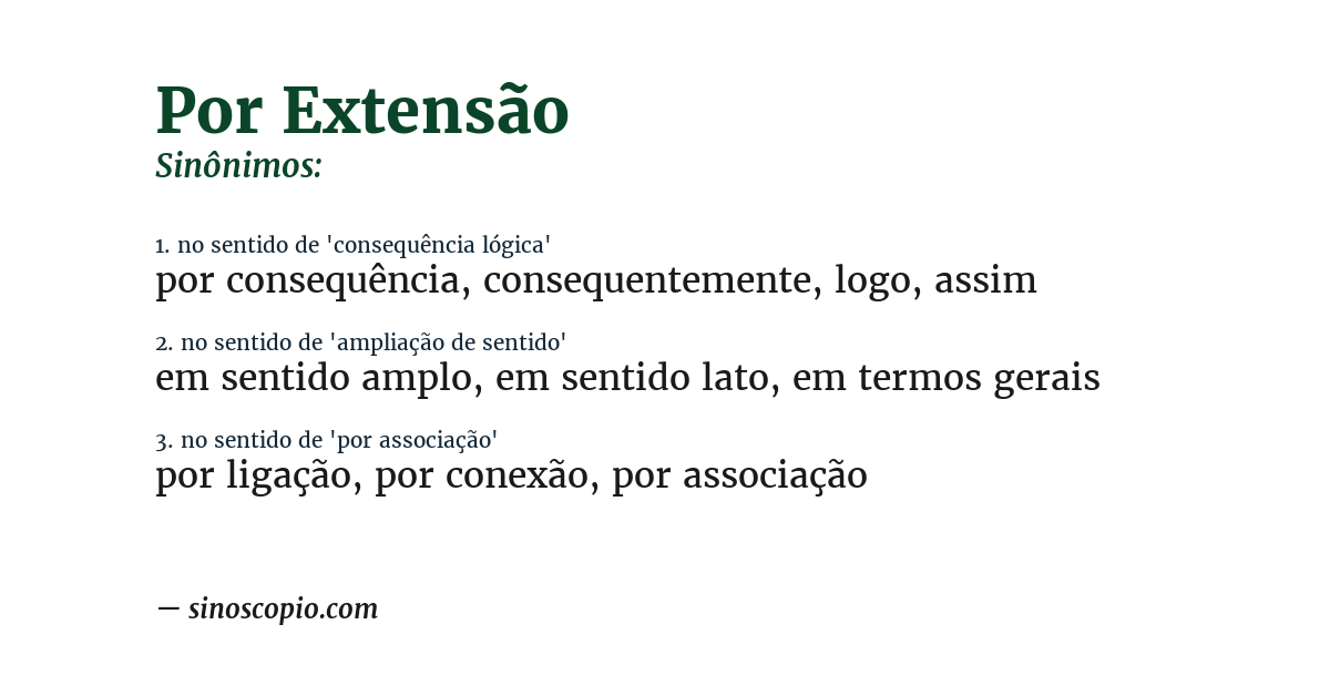 Sinônimo de por extensão