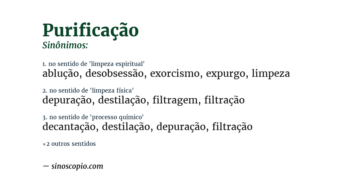 Sinônimo de purificação